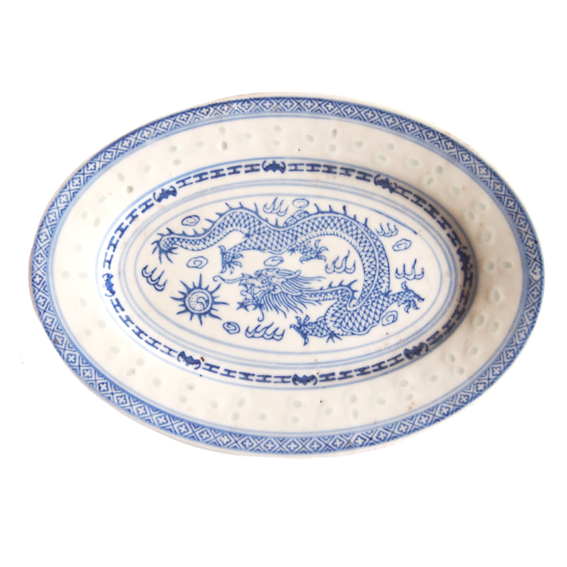 Plate 9 In, Blue-white, Oval  5gr