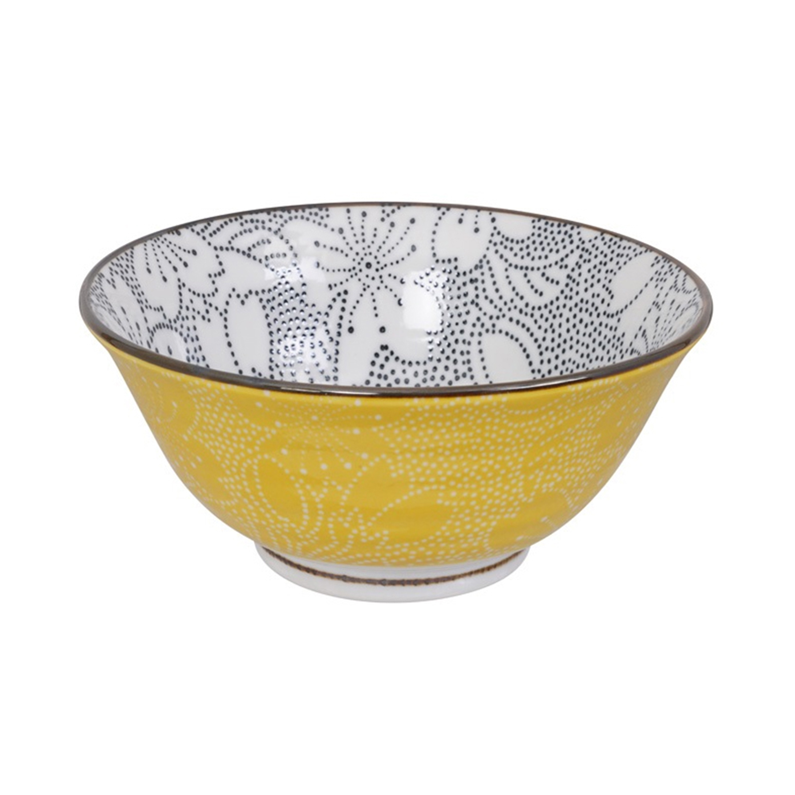 Mixed Bowl Dot, Sakura 14.8x6.8cm, 500ml, Black/yellow 293gr