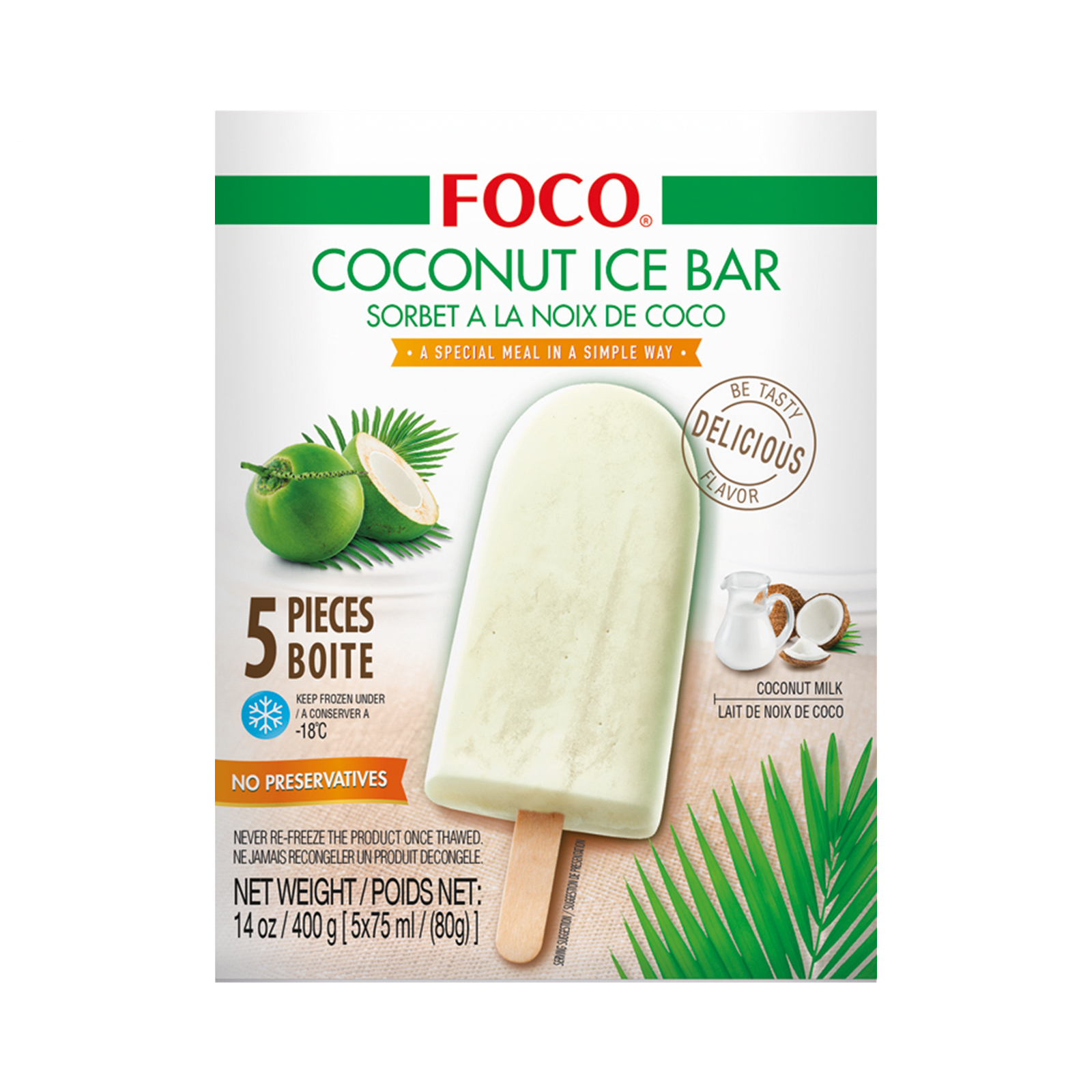 Coconut Ice Cream  Bar 400gr