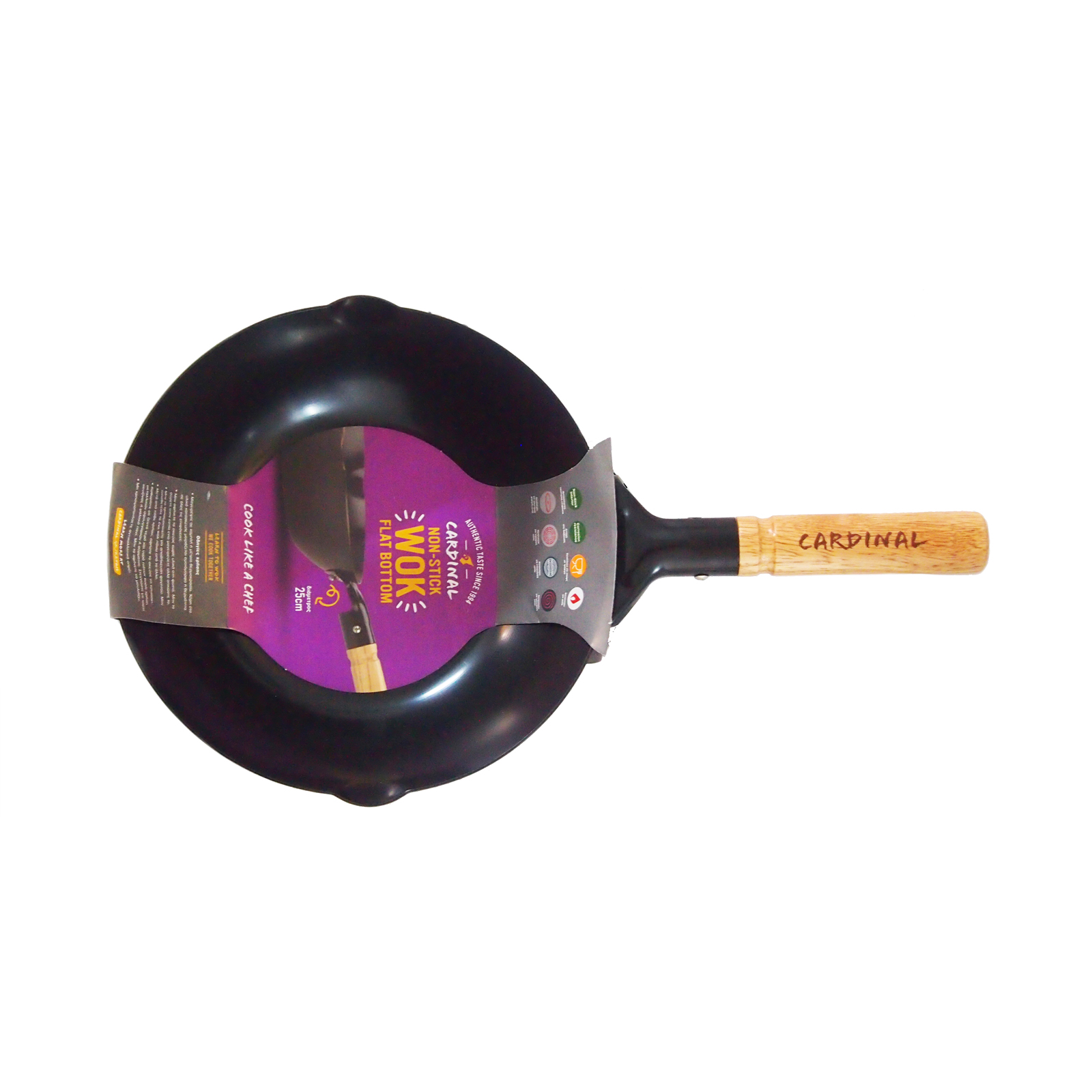  Wok 2 Layer Silicon Nonstick Coating, 2 Spouts, Carbon Steel, Flat 1wh, 2.00mm, 25cm 1000gr