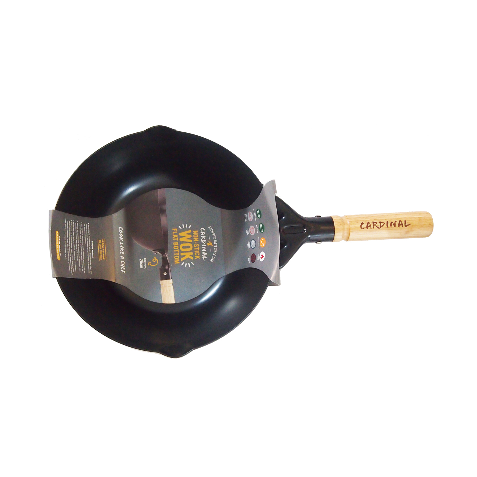  Wok 2 Layer Silicon Nonstick Coating, 2 Spouts, Carbon Steel, Flat 1wh, 2.00mm, 26cm 1000gr