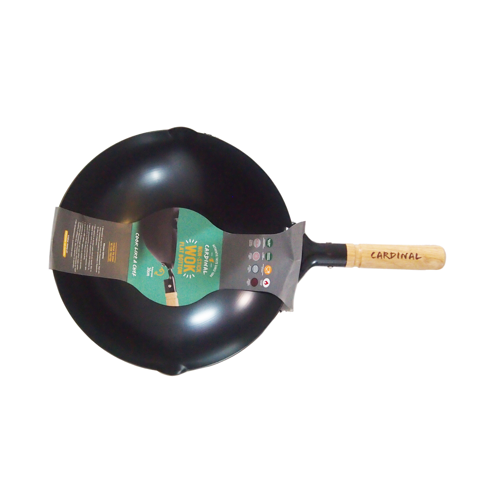  Wok 2 Layer Silicon Nonstick Coating, 2 Spouts, Carbon Steel, Flat 1wh, 2.00mm, 30cm 1000gr