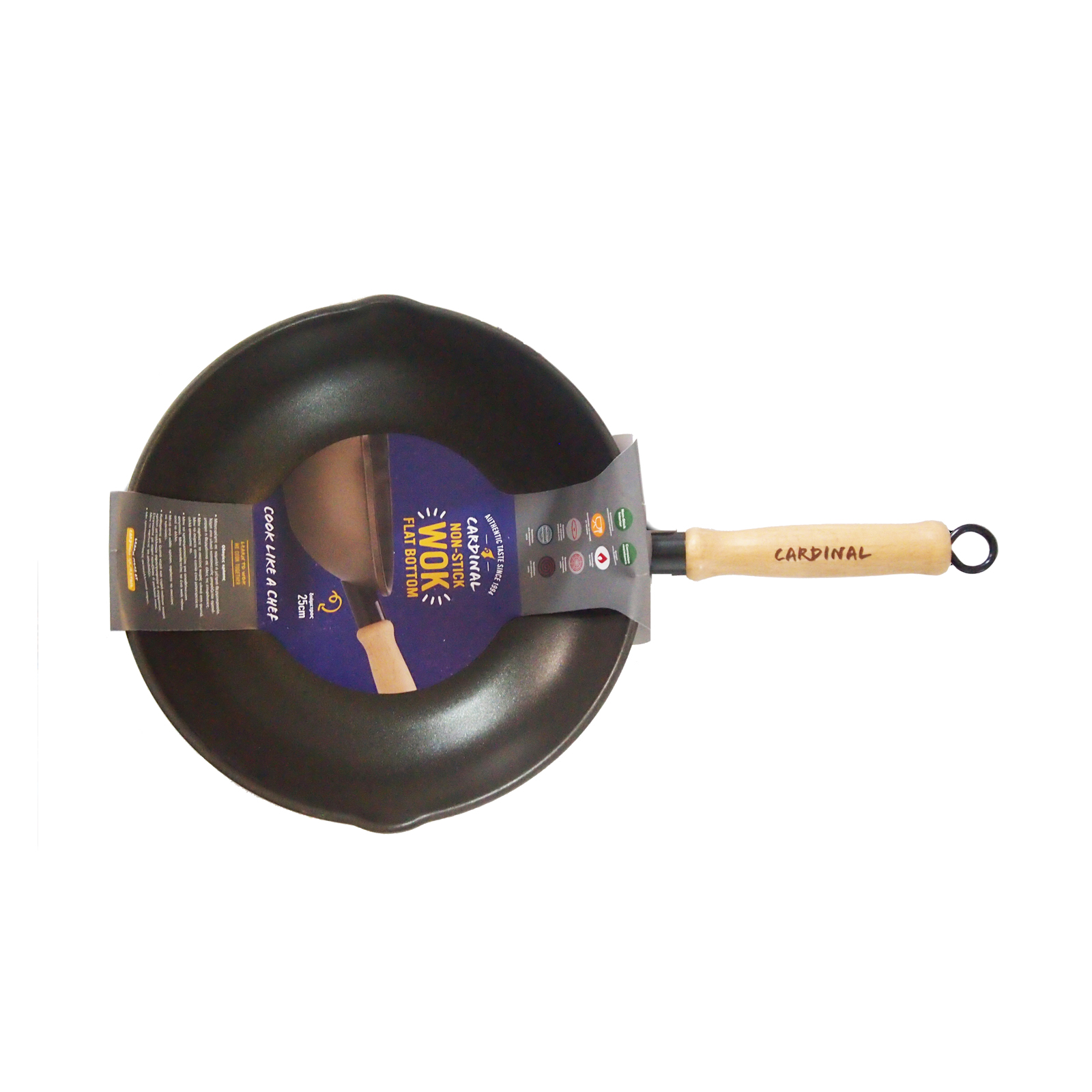  Wok 2 Spouts, 3 Layer Nonstick Coating, Carbon Steel, Flat 1.50mm, 1wh, 25cm 1000gr