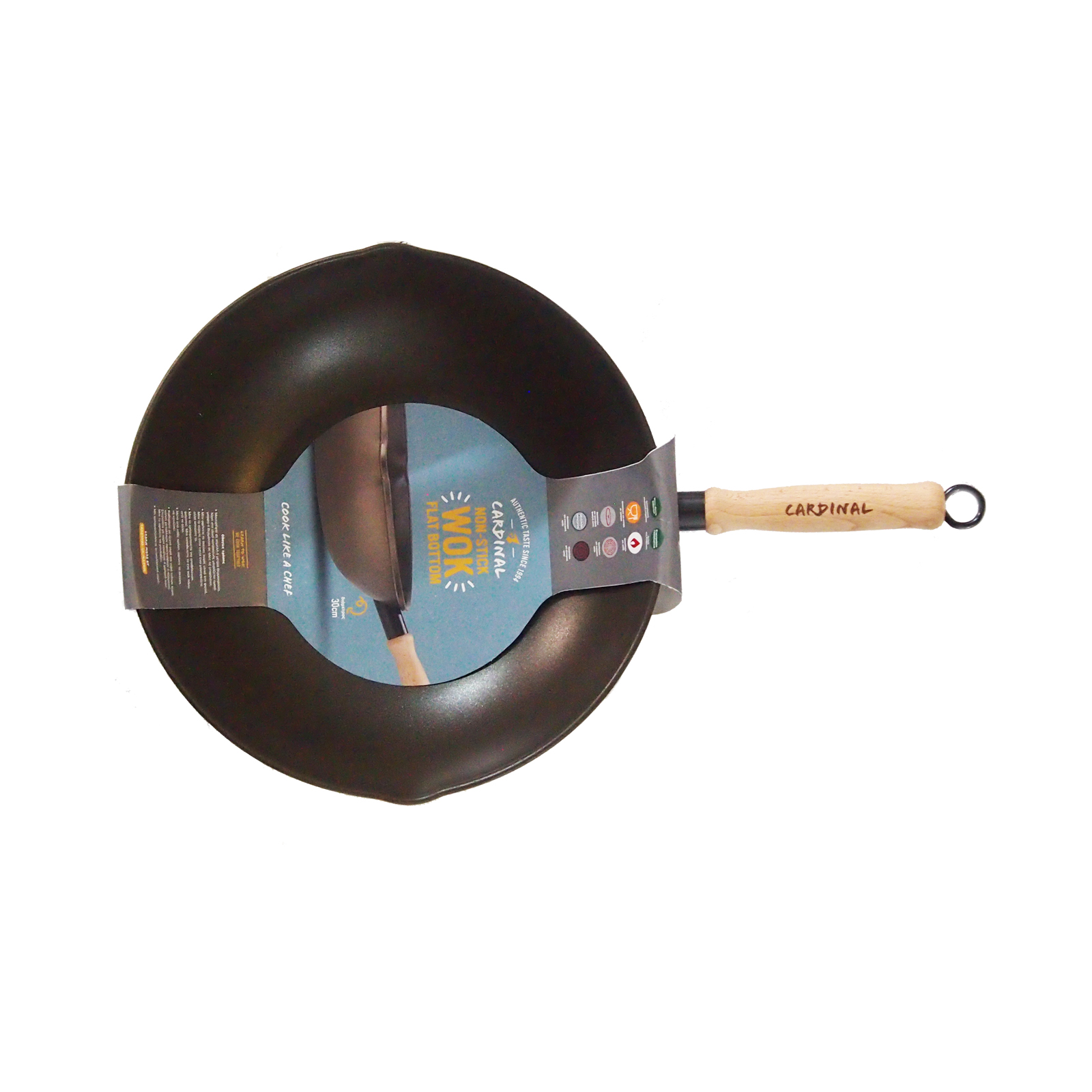  Wok 2 Spouts, 3 Layer Nonstick Coating, Carbon Steel, Flat 1.50mm, 30cm 1000gr