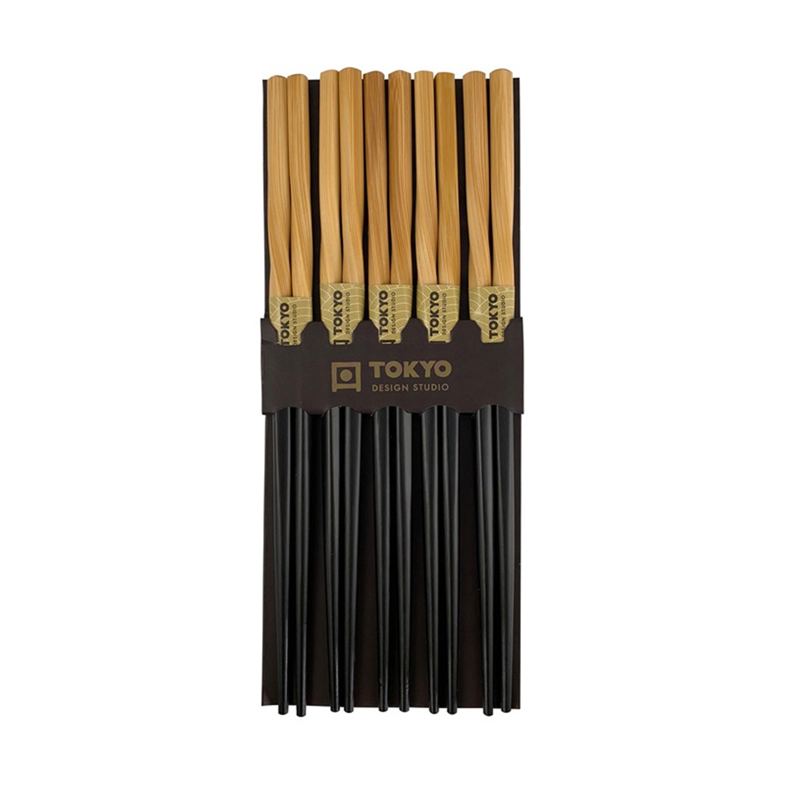 Bamboo Chopstick Black, Chinese Style, Twist 23cm, 5prs 60gr