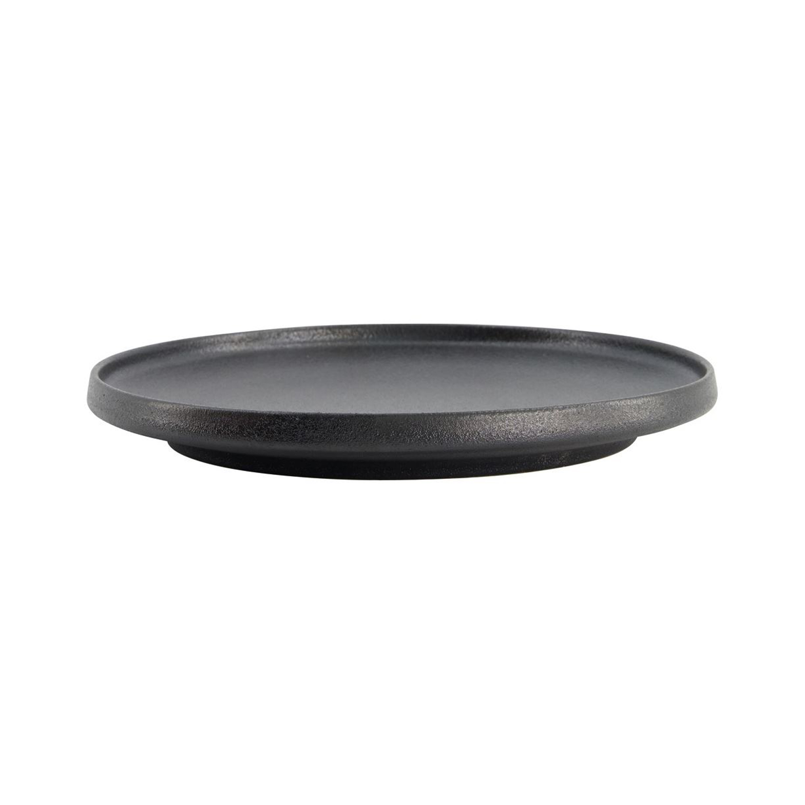 Yuzu Black Round With Rim Plate  20.6x2.4cm 520gr