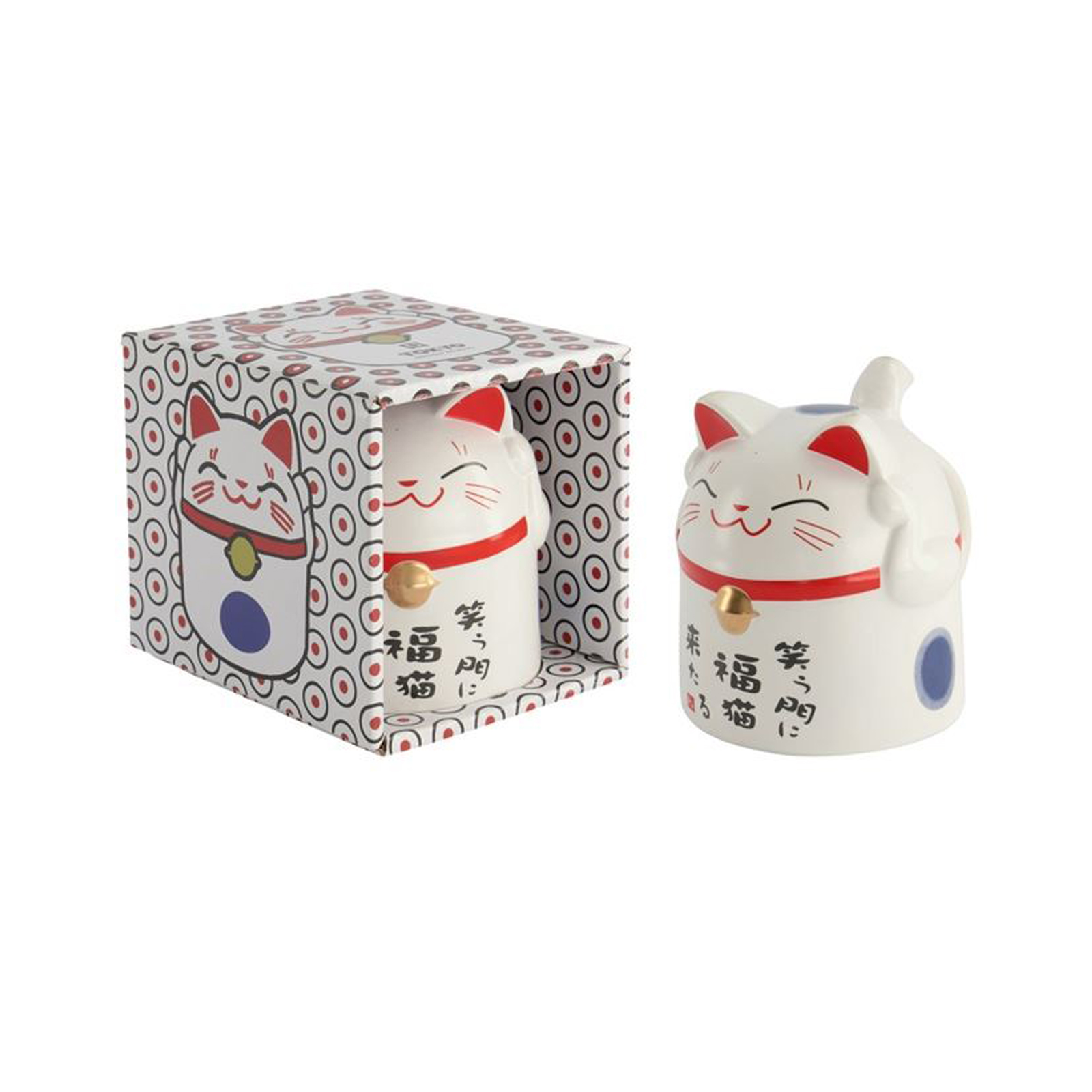 Kawaii Lucky Cat Mug Blue Giftset  8.7x10.2cm 350ml 256gr