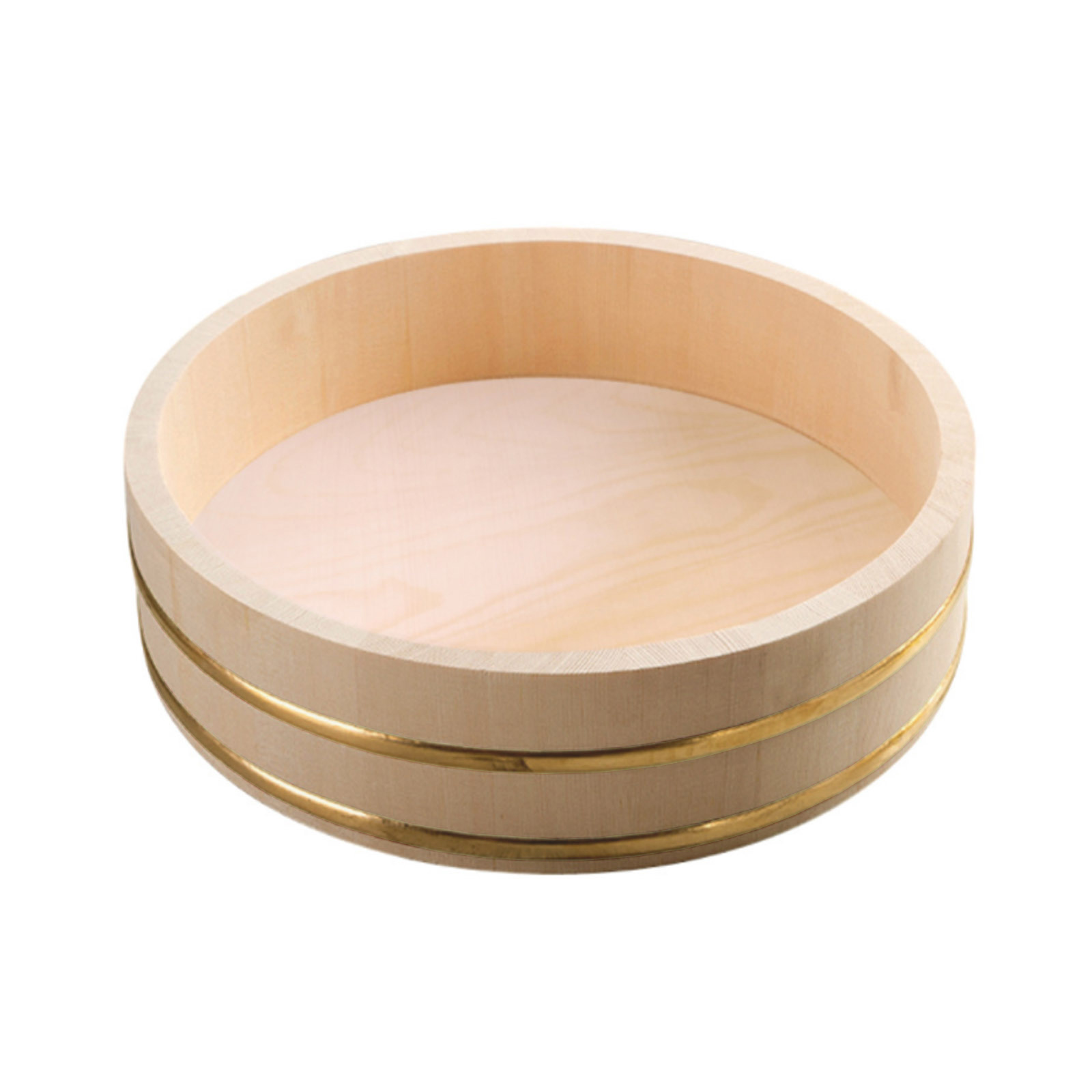 Sushi Hangiri Wood W/plastic Golden Ring 30*7.5cm 910gr