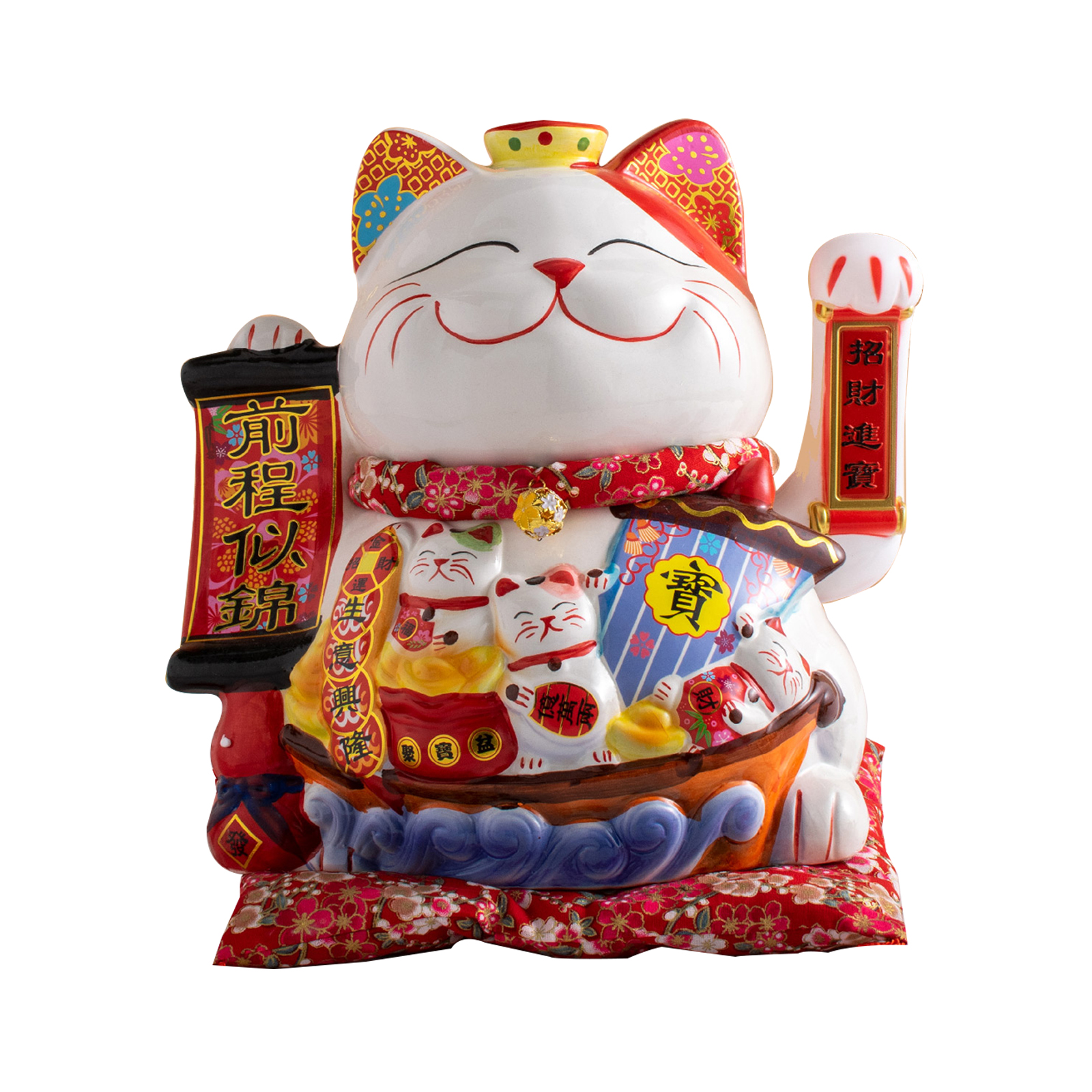 Lucky Cat Battery & Plug Powered, Porcelain (27x23x29cm) 1560gr