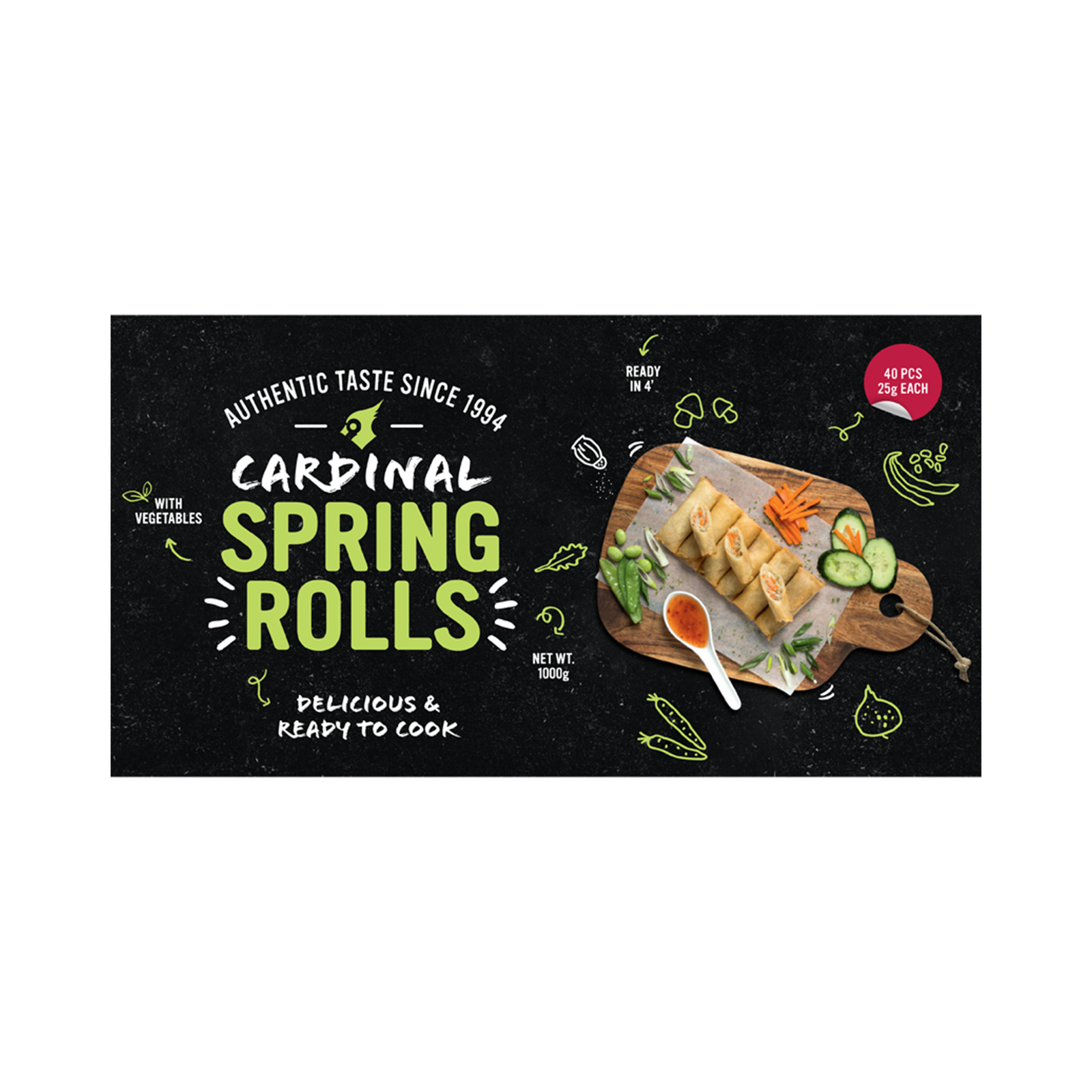 Vegetable Spring Rolls  40x25grms 1000gr