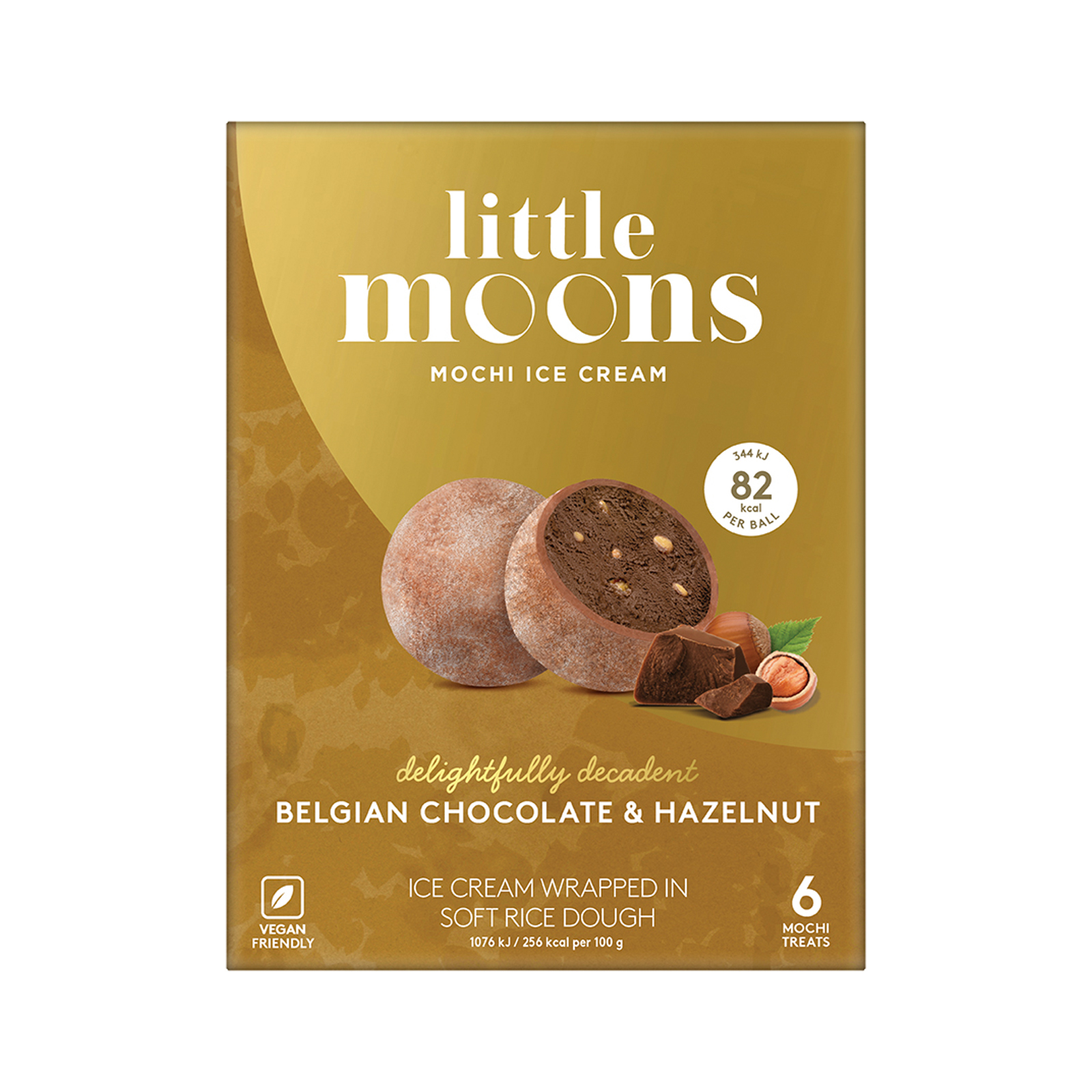 Mochi Belgian Chocolate & Hazelnut Ice Cream  6 Pcs 192gr