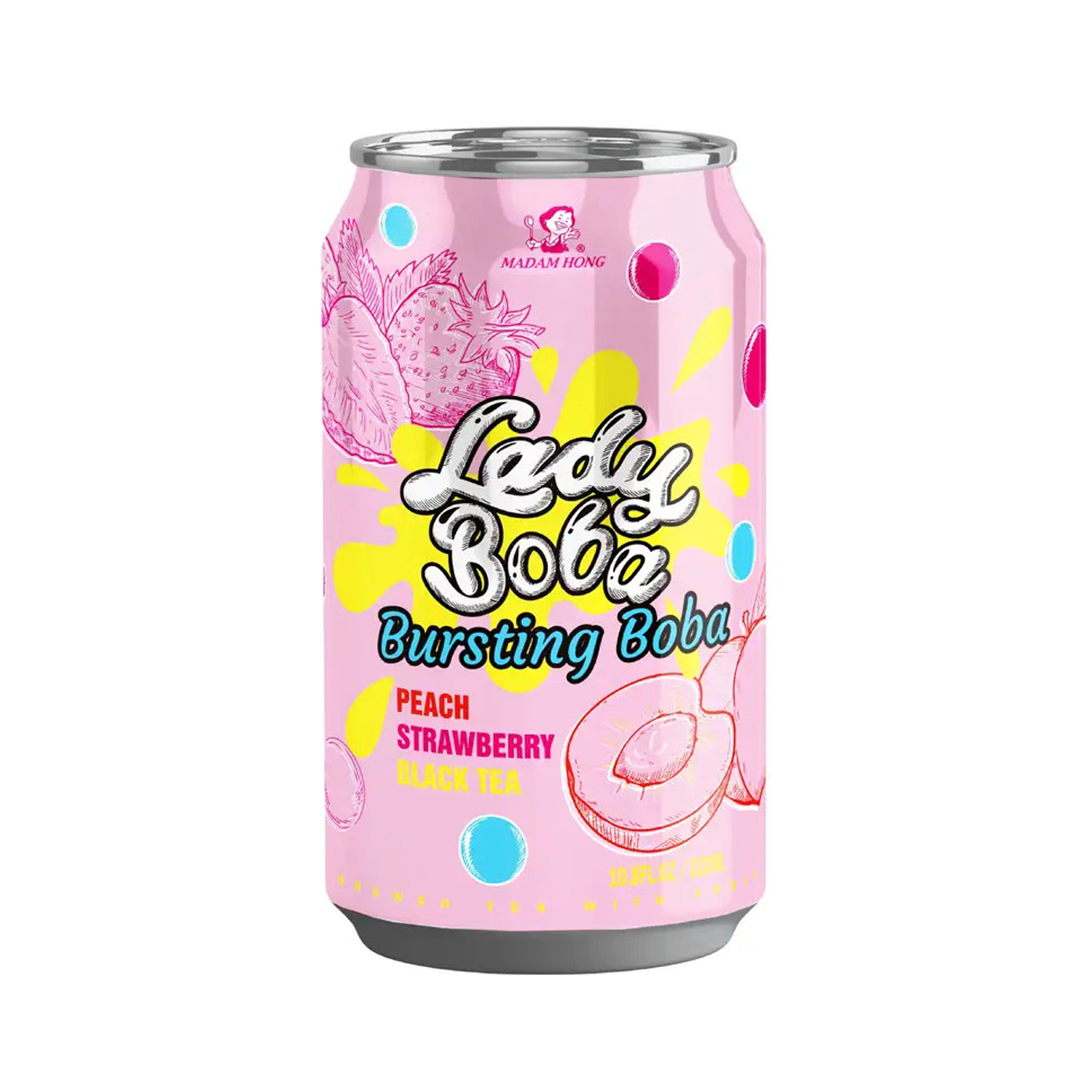 Pop Boba Tea Peach & Strawberry Flavor  320ml