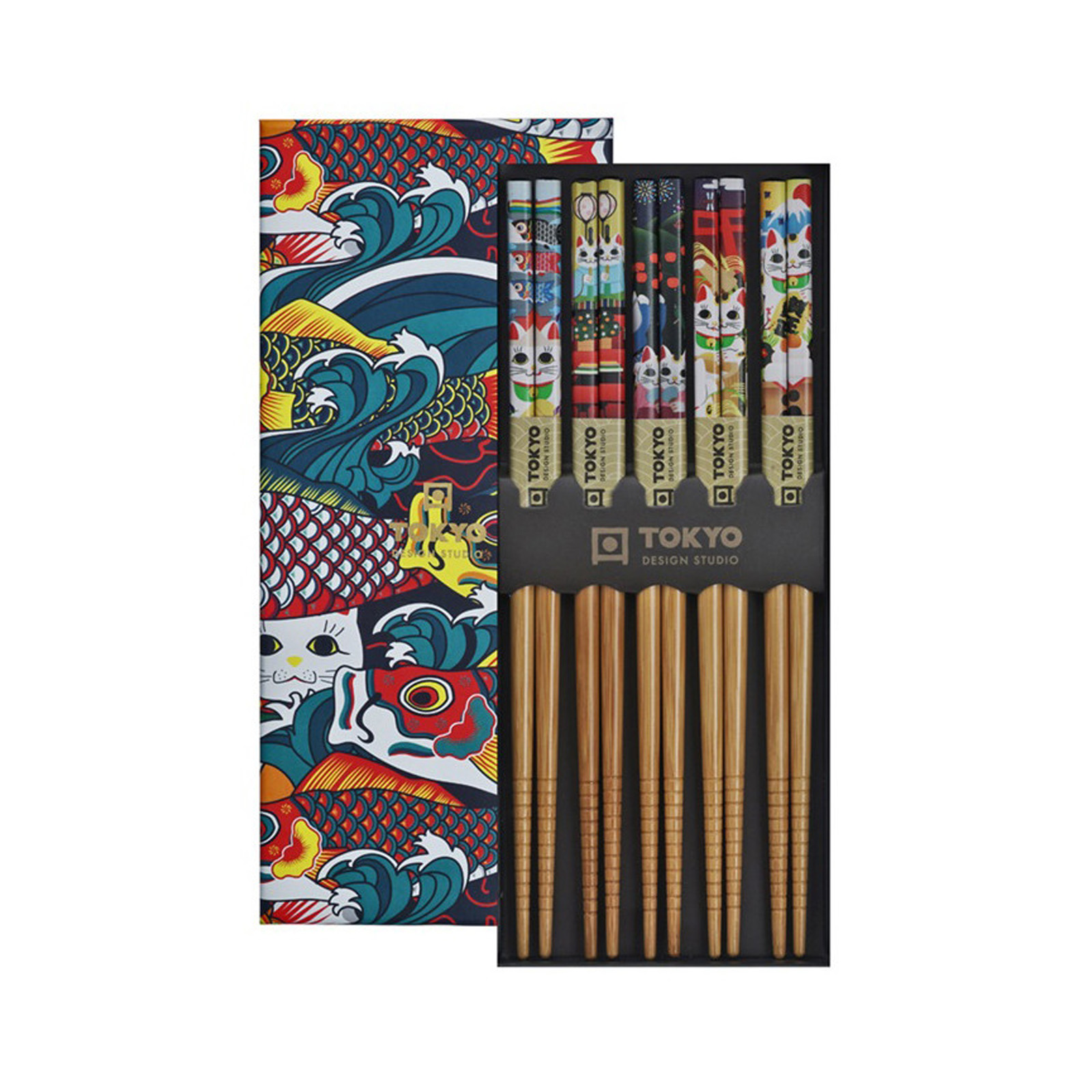 Chopstick Lucky Cat & Koinobori Giftset/5  500gr