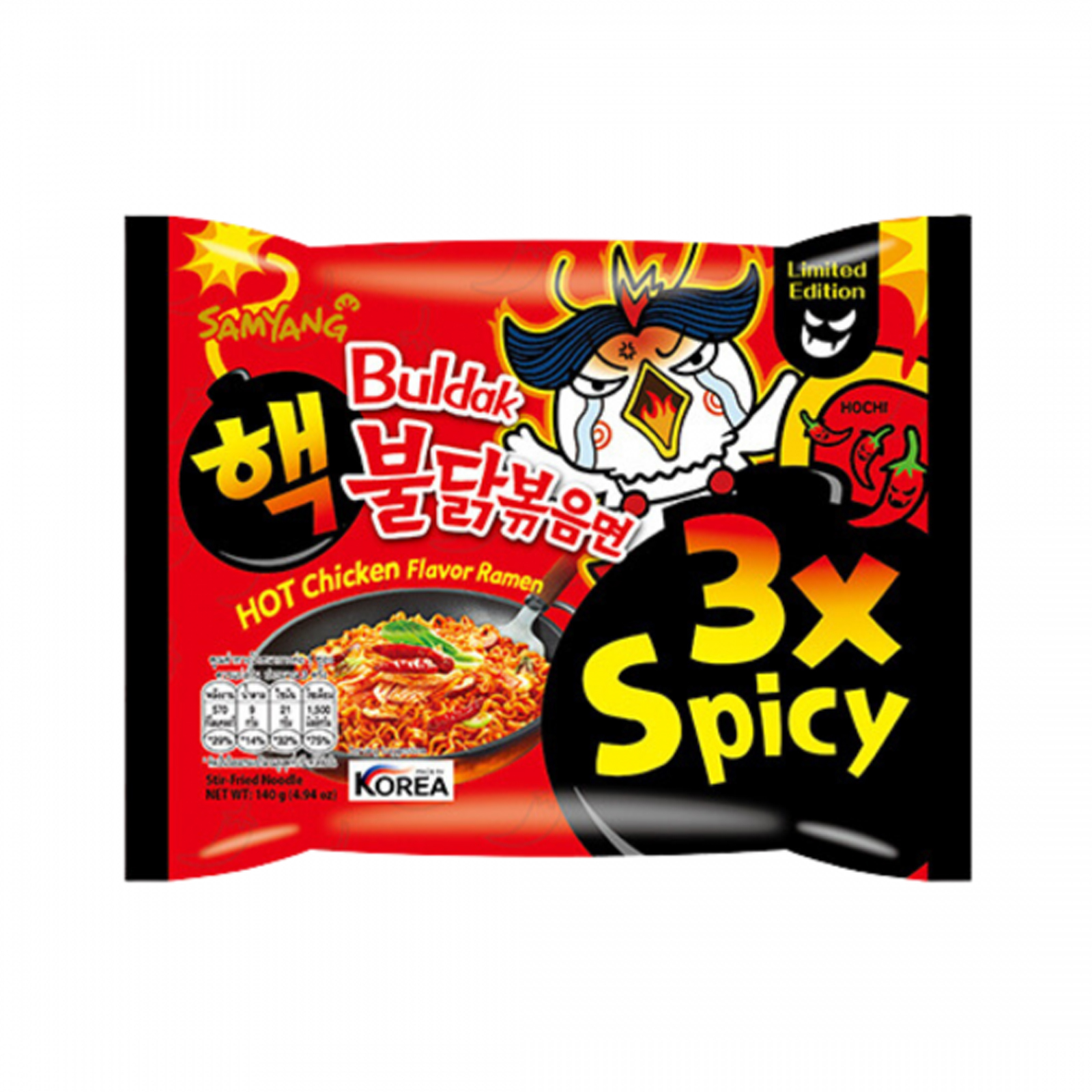 Buldak Chicken Ramen Instant Noodle 3xspicy, Extremely Hot  140gr