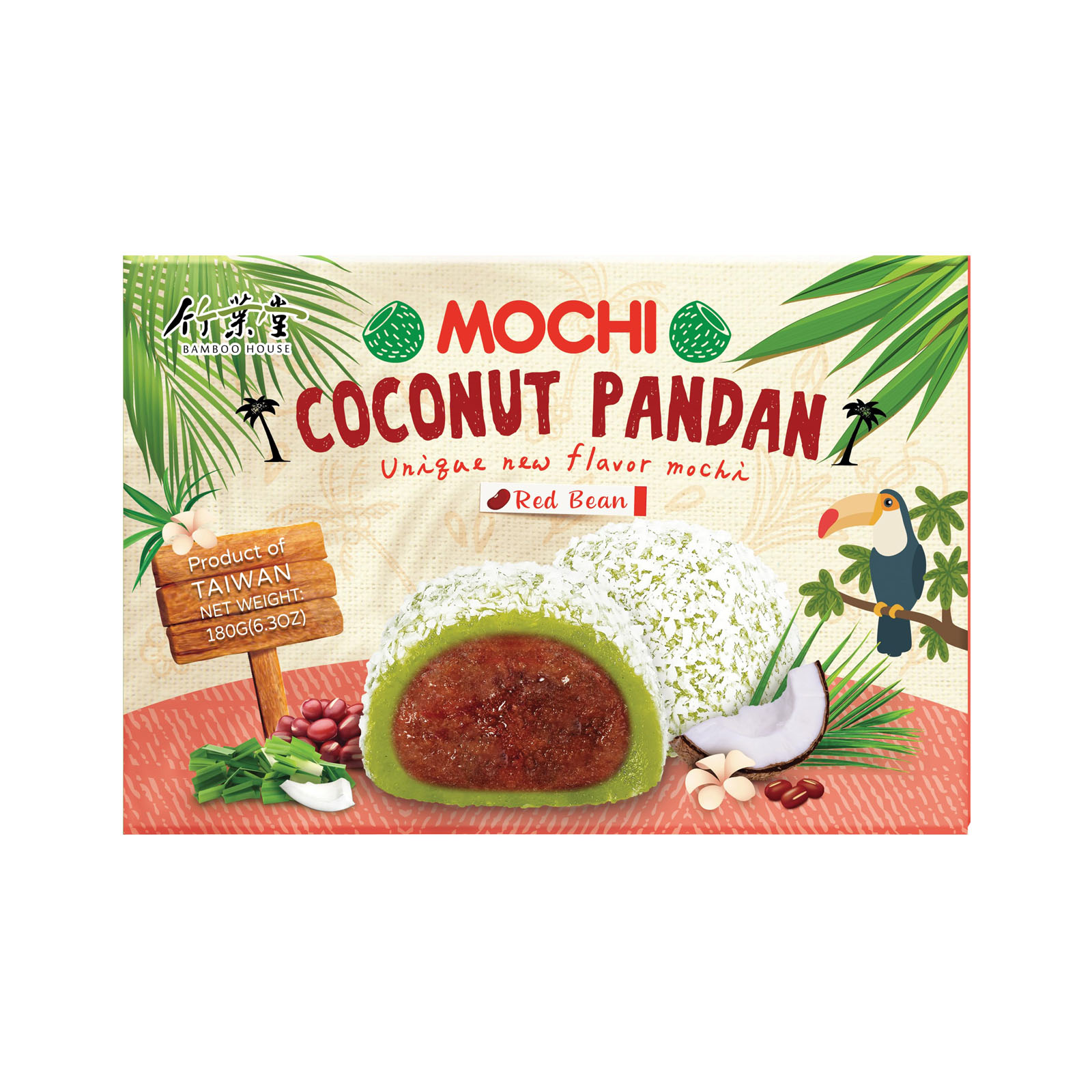 Coconut Pandan Red Bean Mochi   180gr