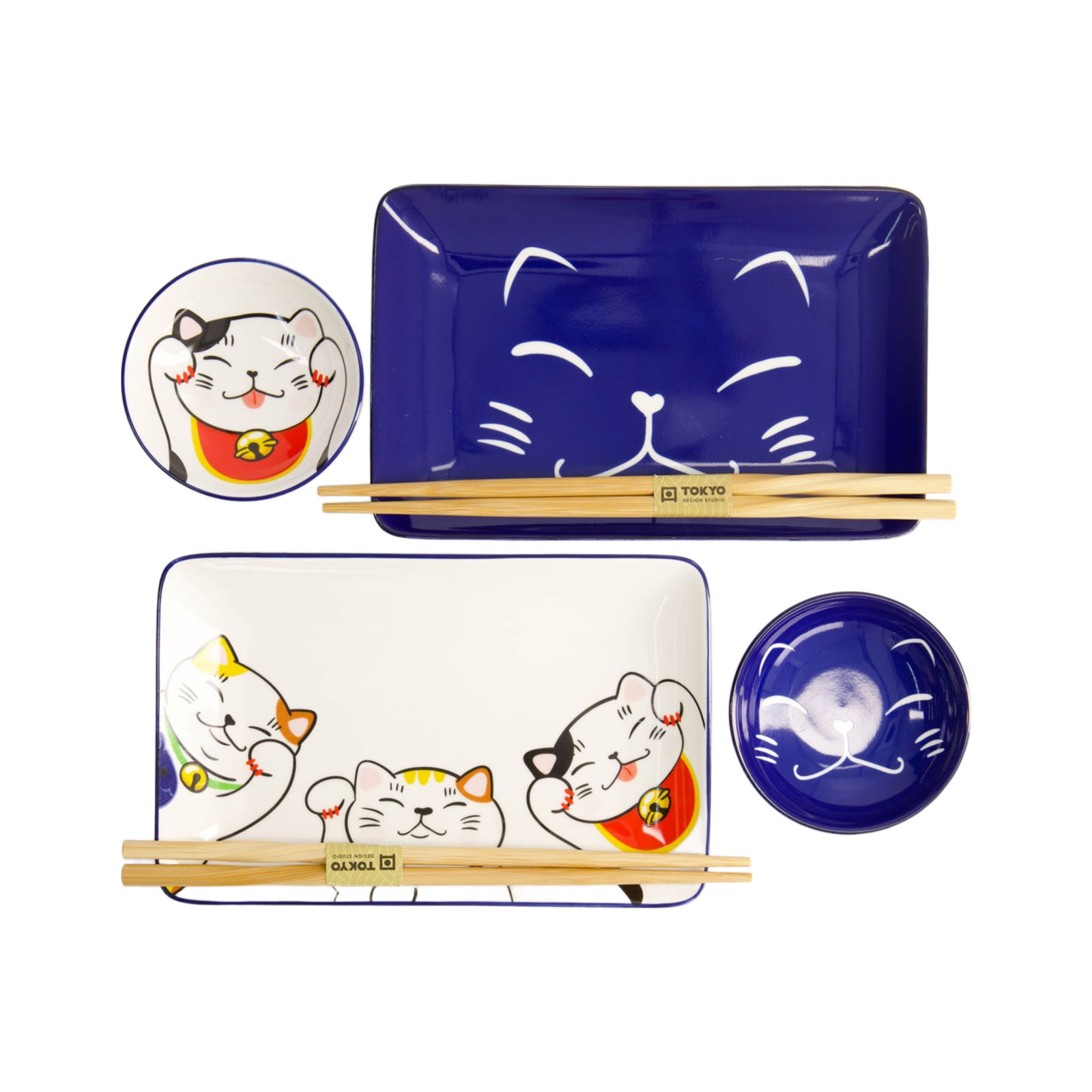 Kawaii Lucky Cat Sushi Plate  Giftset/4 1000gr