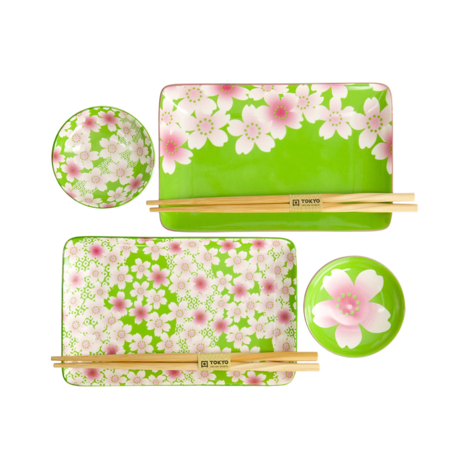 Kawaii Flower Sushi Plate Green Giftset/4 1000gr