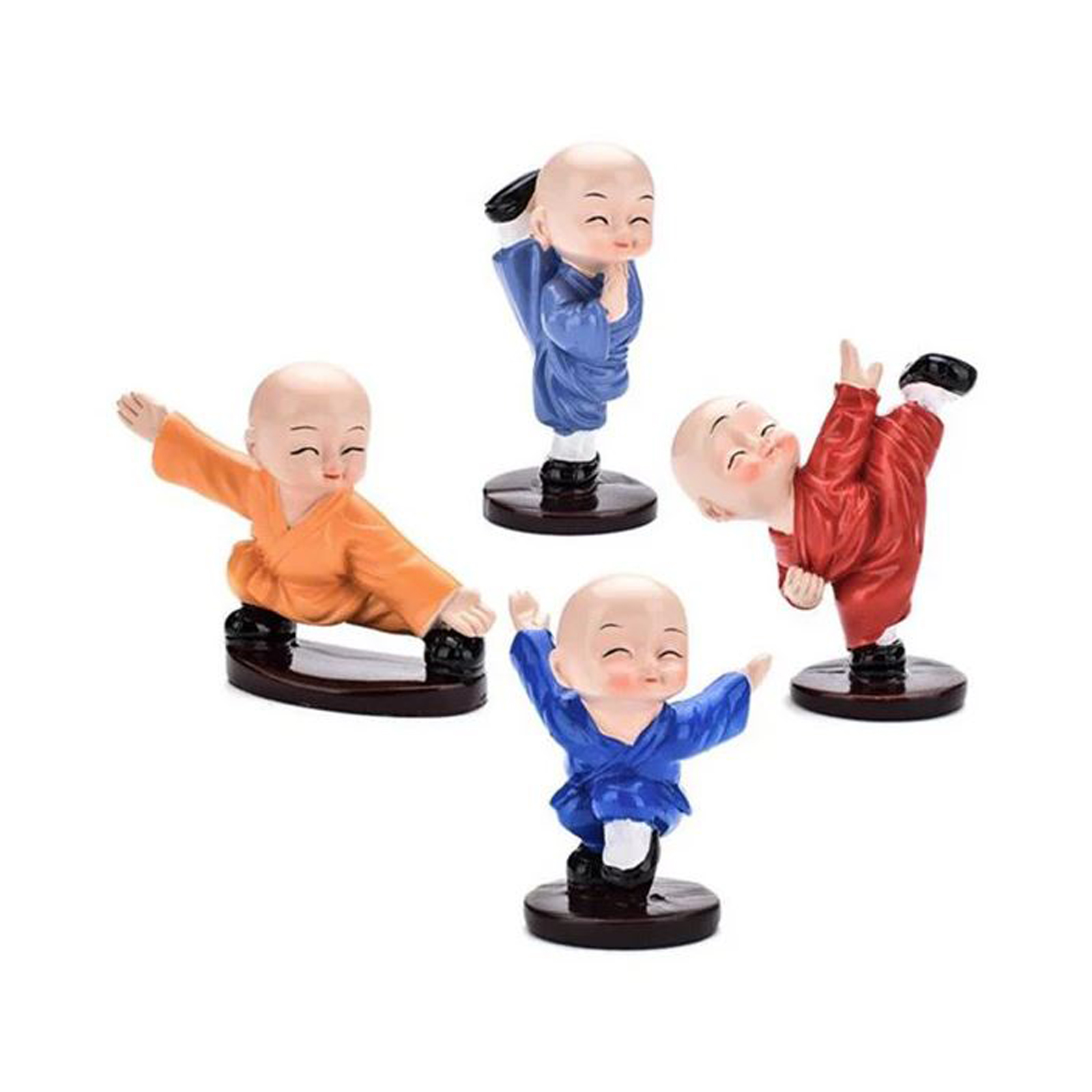 Monk Figurine Kung Fu Pose 4pcs, 7cm 500gr