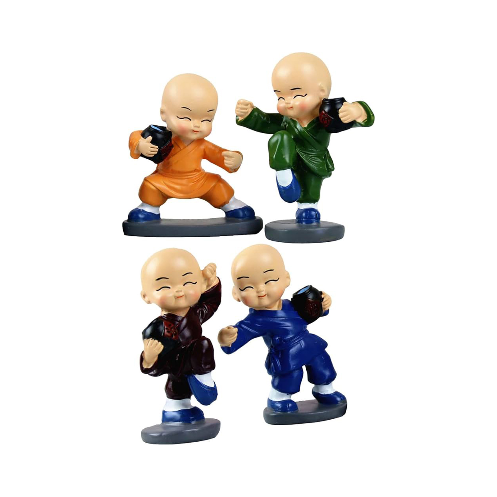 Monk Figurine Drunken Boxing Pose 4pcs, 8cm 500gr